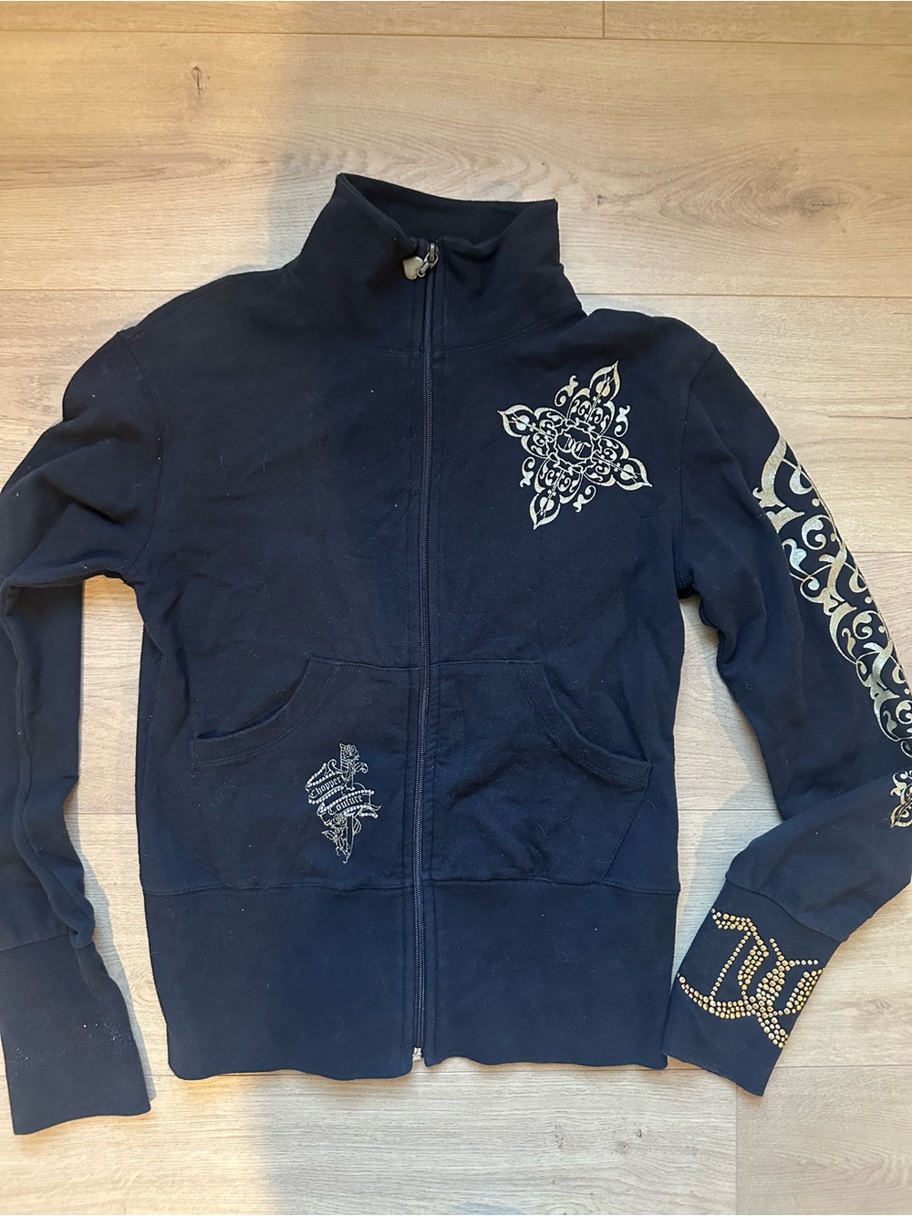 Chopper Couture Embellished Black Zip-Up Jacket